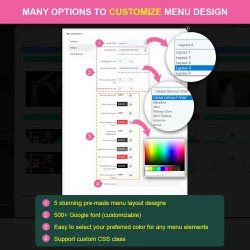 Options to customize PrestaShop mega menu design