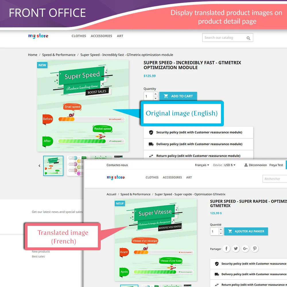 Display translated product images on product detail page