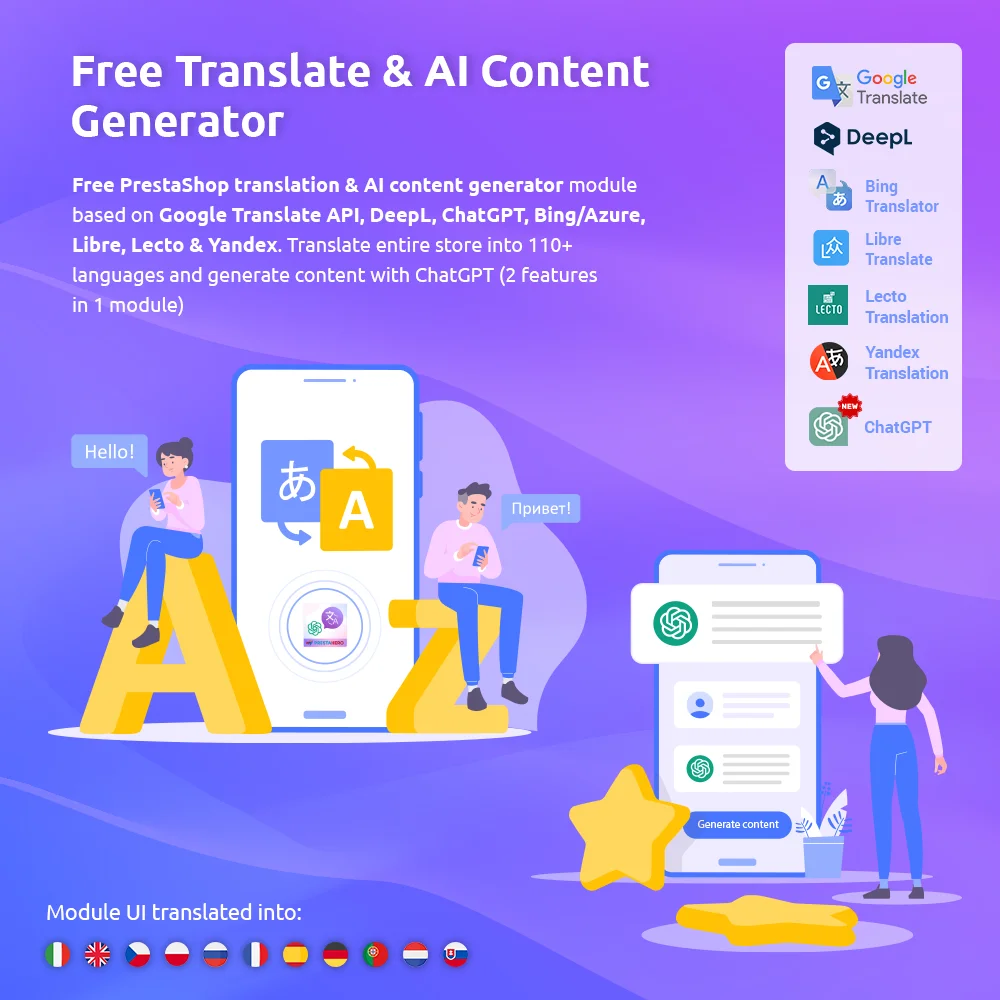 Phần mềm dịch nội dung website thông qua Google API cho PrestaShop - G Translate