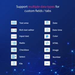 PrestaShop product custom field module supports multiple data types for custom fields/tabs