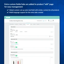 Example of adding extra custom fields/tabs to the product edit page