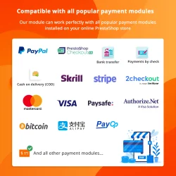 Our PrestaShop checkout module is compatible with all popular payment modules