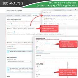 SEO settings on the edit pages (product, category, CMS, supplier, etc)