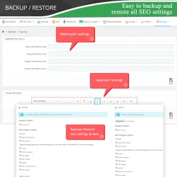 Backup/restore feature of the PrestaShop SEO optimization module