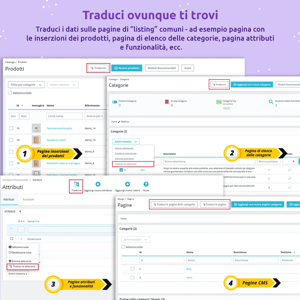 Presenta il modulo di traduzione automatica di PrestaShop