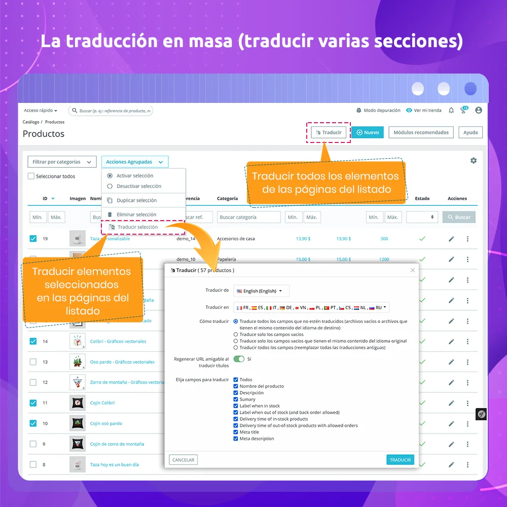 Presenta el módulo de traducción automática de PrestaShop