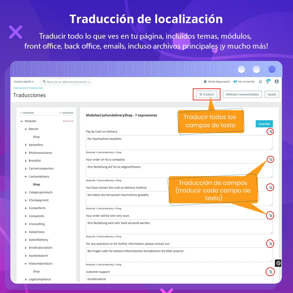 Presenta el módulo de traducción automática de PrestaShop