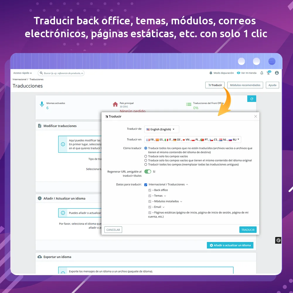 Presenta el módulo de traducción automática de PrestaShop