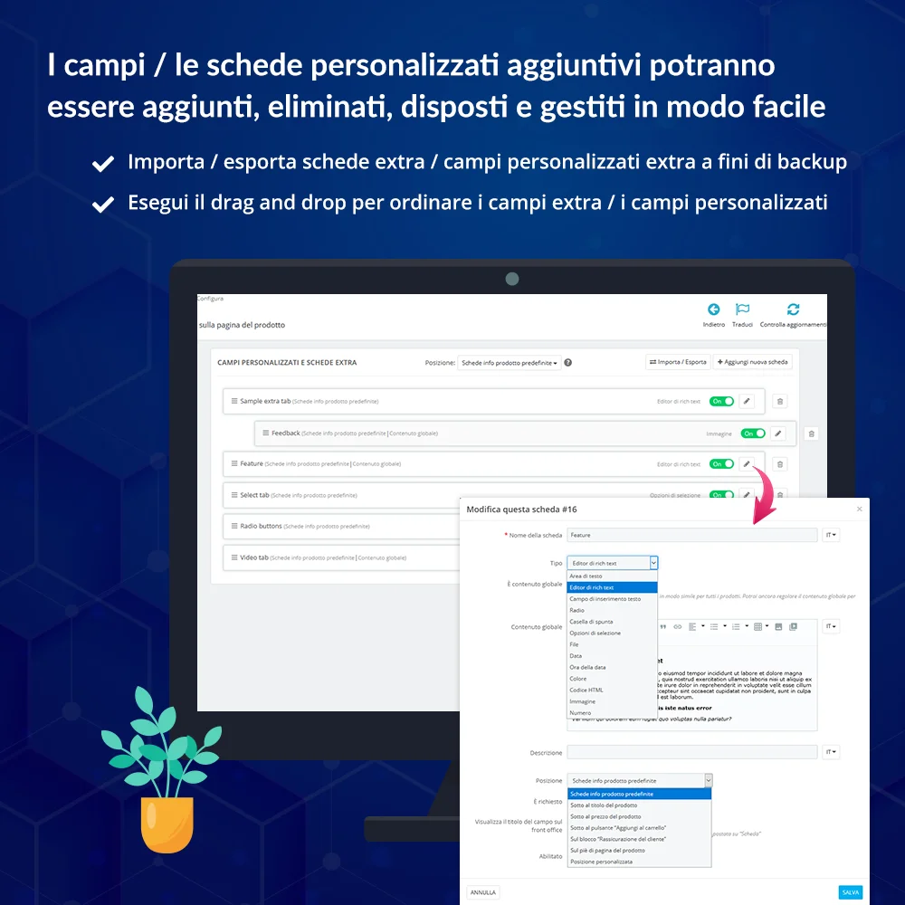 Presentare il modulo campi personalizzati di PrestaShop per i prodotti