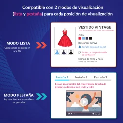 El módulo de personalización de productos de PrestaShop admite 2 modos de visualización (lista y pestaña)