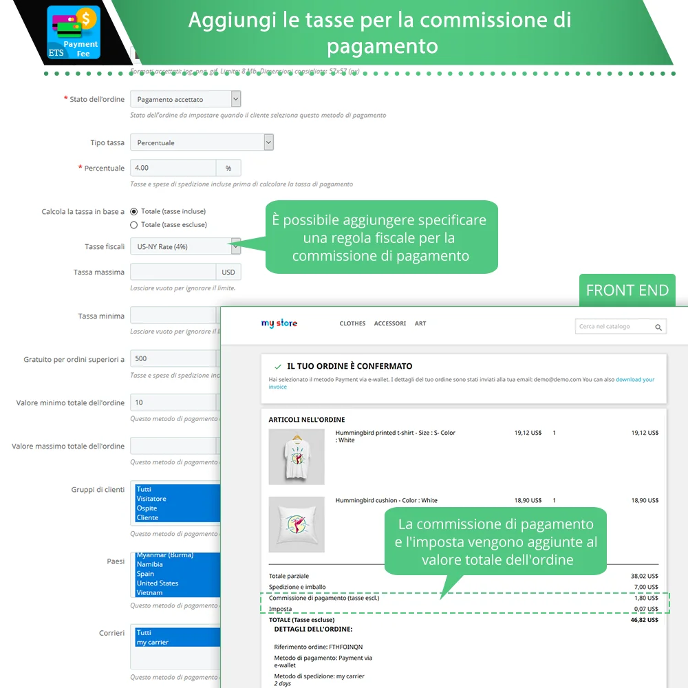 Presentazione del modulo di pagamento PrestaShop