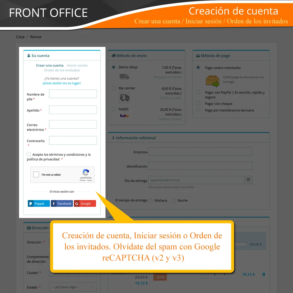 Presentación del módulo de pago de una sola página de PrestaShop