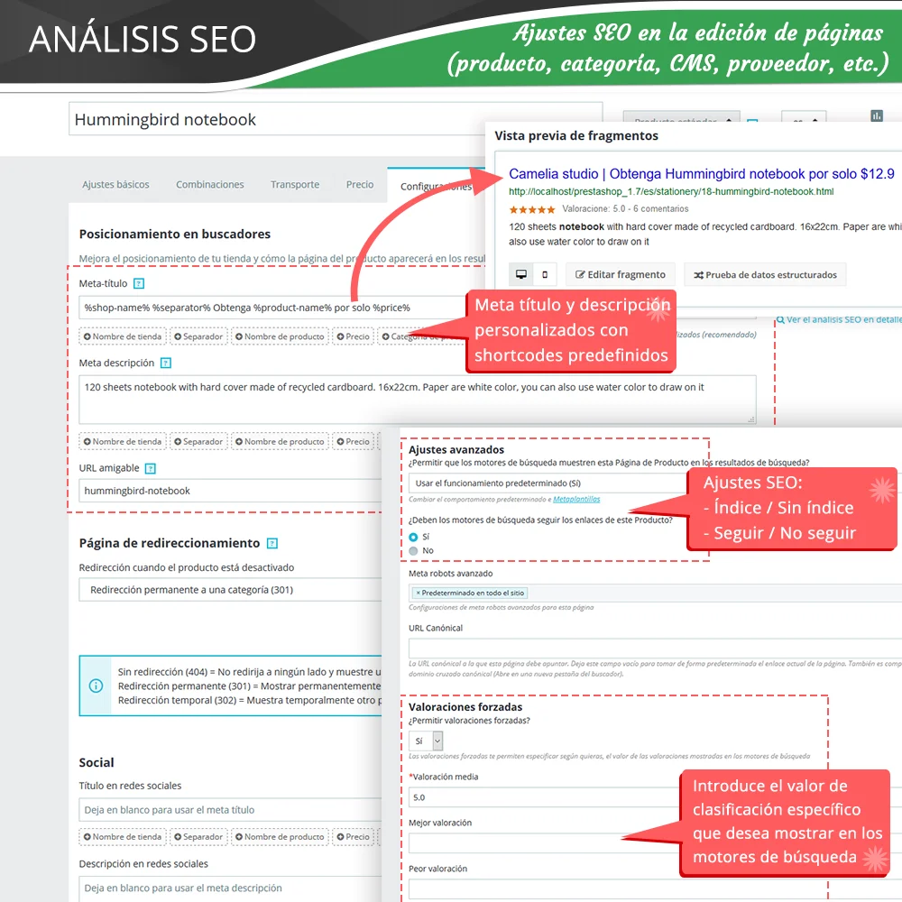 Presentación de "SEO Audit" - un módulo Prestashop SEO que incluye todo para SEO