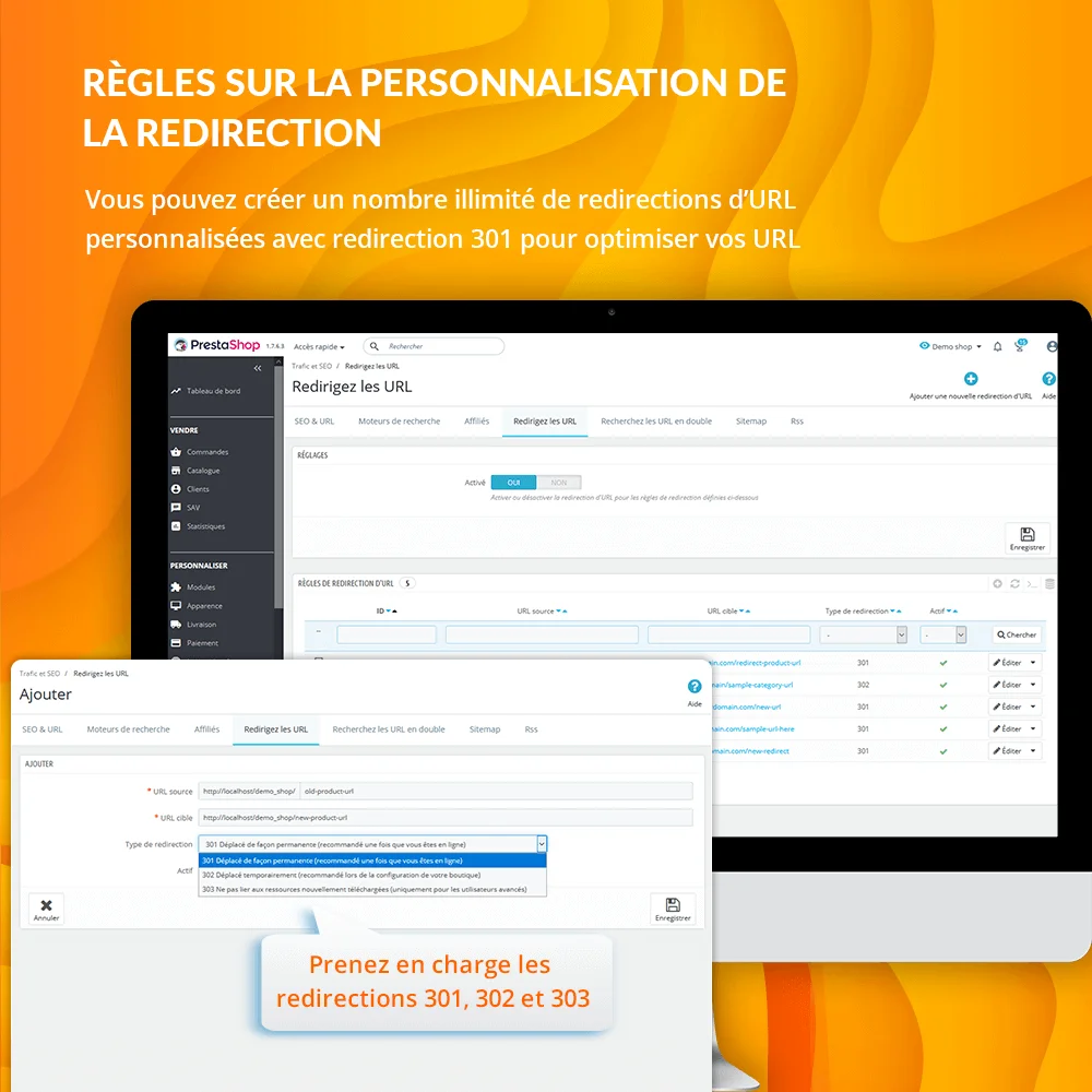 Présentation du module de gestion des URL et des redirections PrestaShop