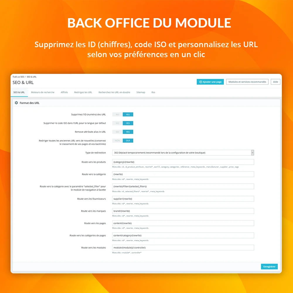 Présentation du module de gestion des URL et des redirections PrestaShop