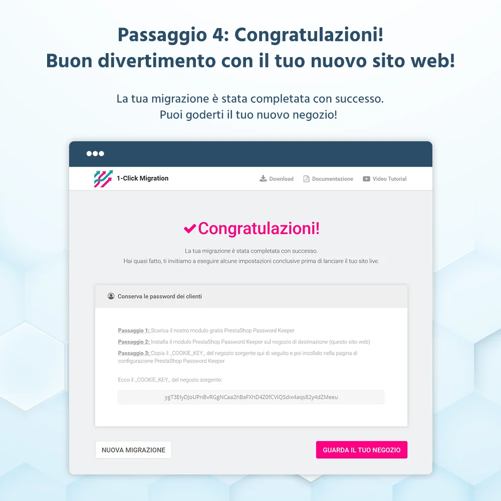 Presentiamo 1 Clic per Migrare o Aggiornare - uno strumento per migrare PrestaShop 1.7 a 8