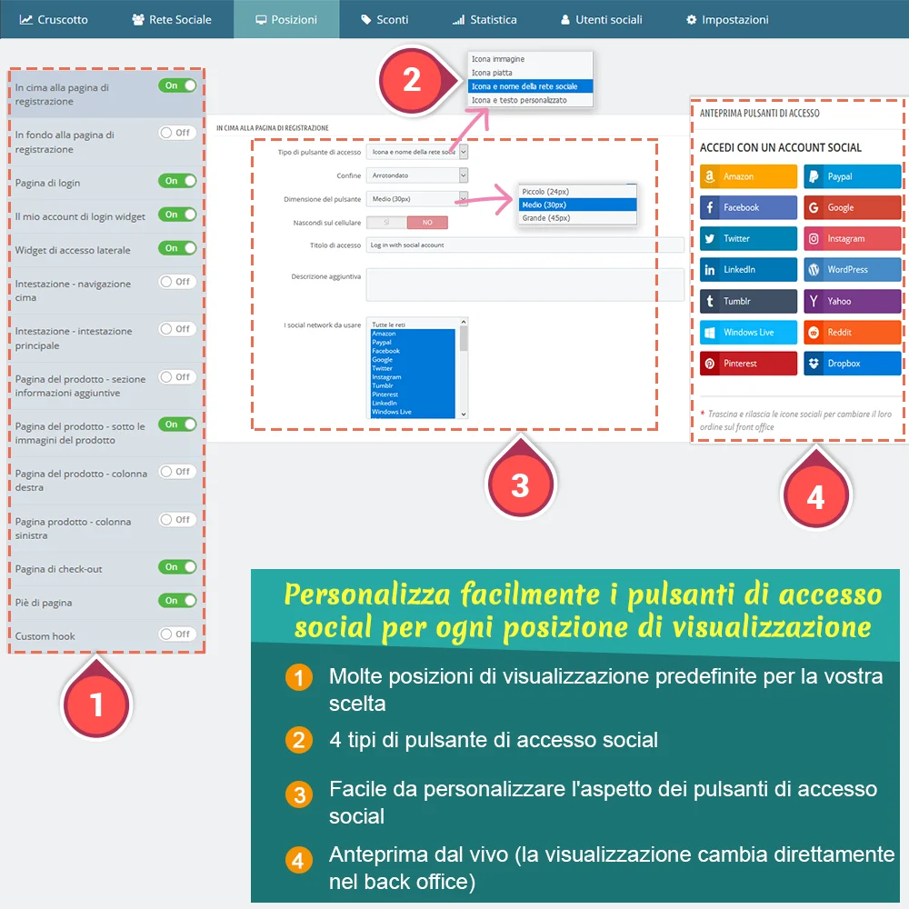 Presenta il modulo di accesso tramite social di PrestaShop