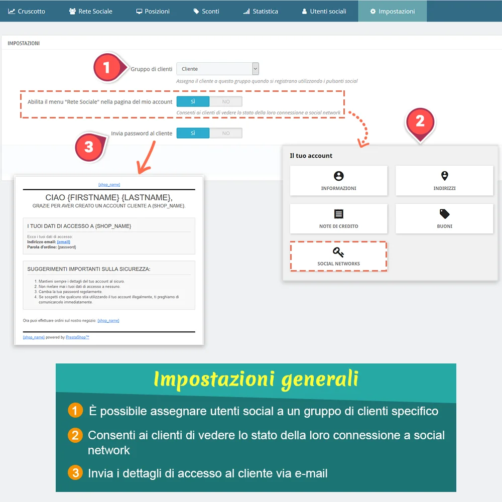 Presenta il modulo di accesso tramite social di PrestaShop