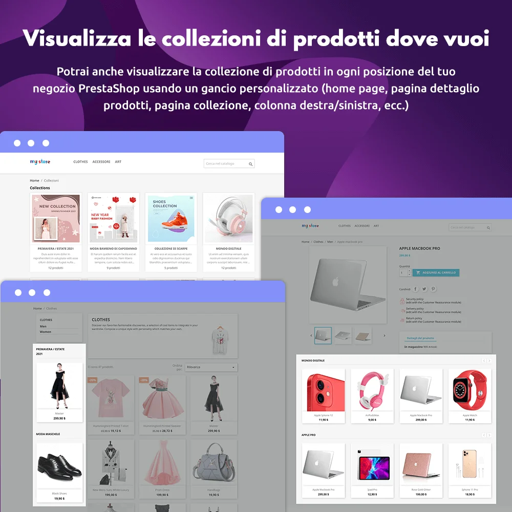 Visualizza collezioni di prodotti ovunque tramite il modulo di galleria PrestaShop