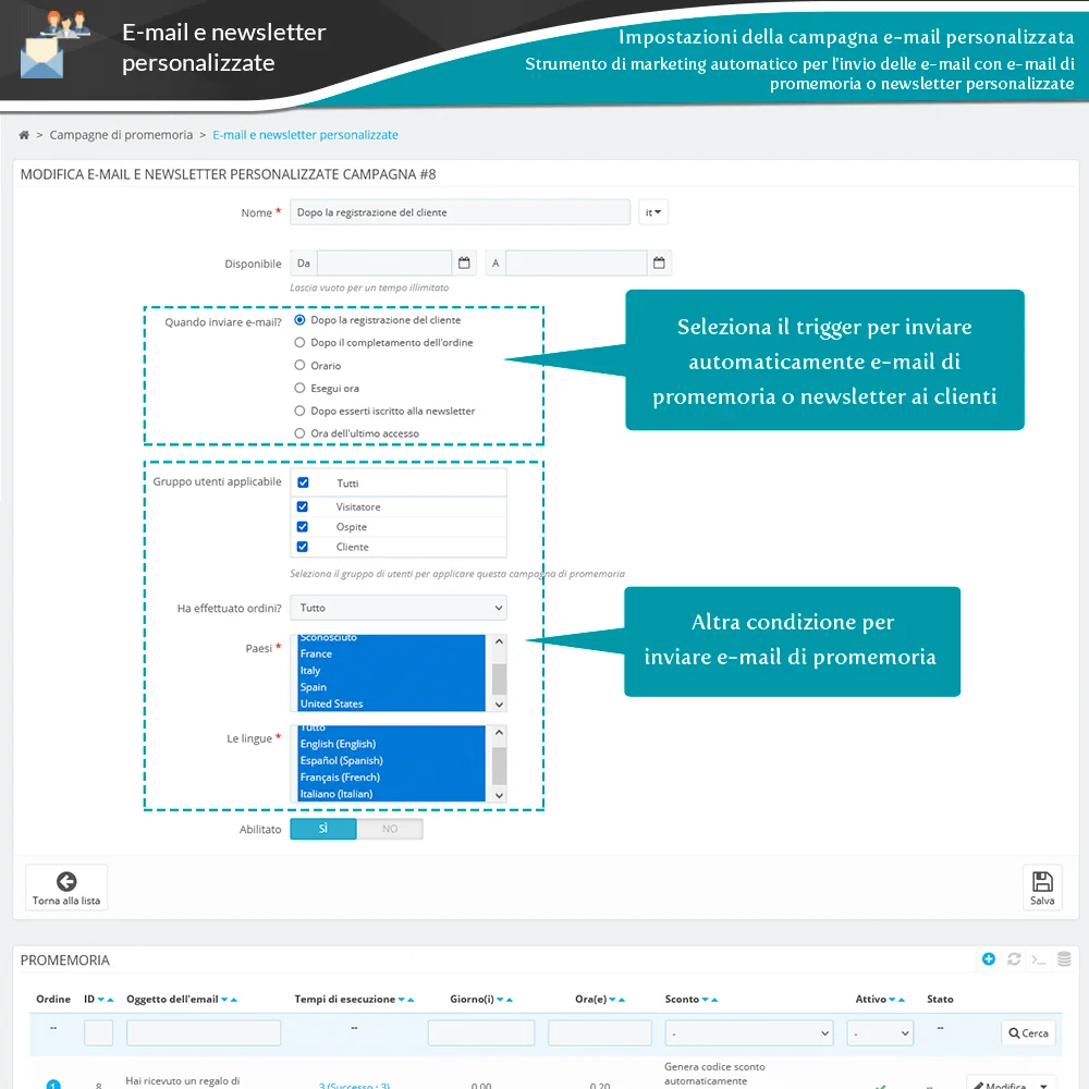 Presentazione del modulo PrestaShop di promemoria carrello abbandonato