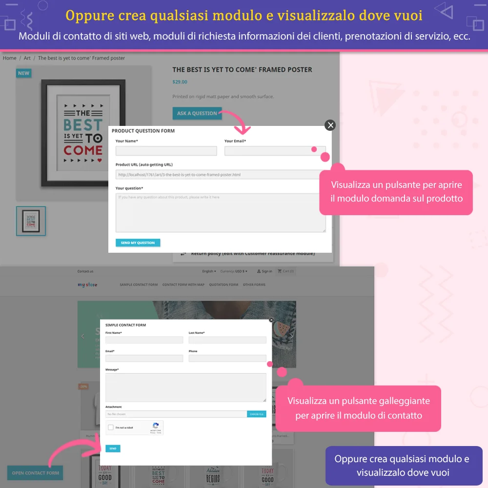 Presentazione del modulo di modulo di contatto PrestaShop