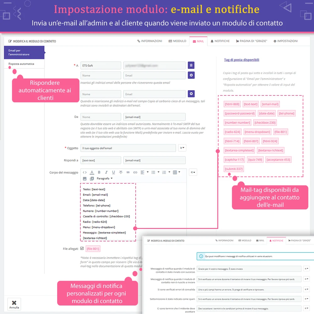 Presentazione del modulo di modulo di contatto PrestaShop