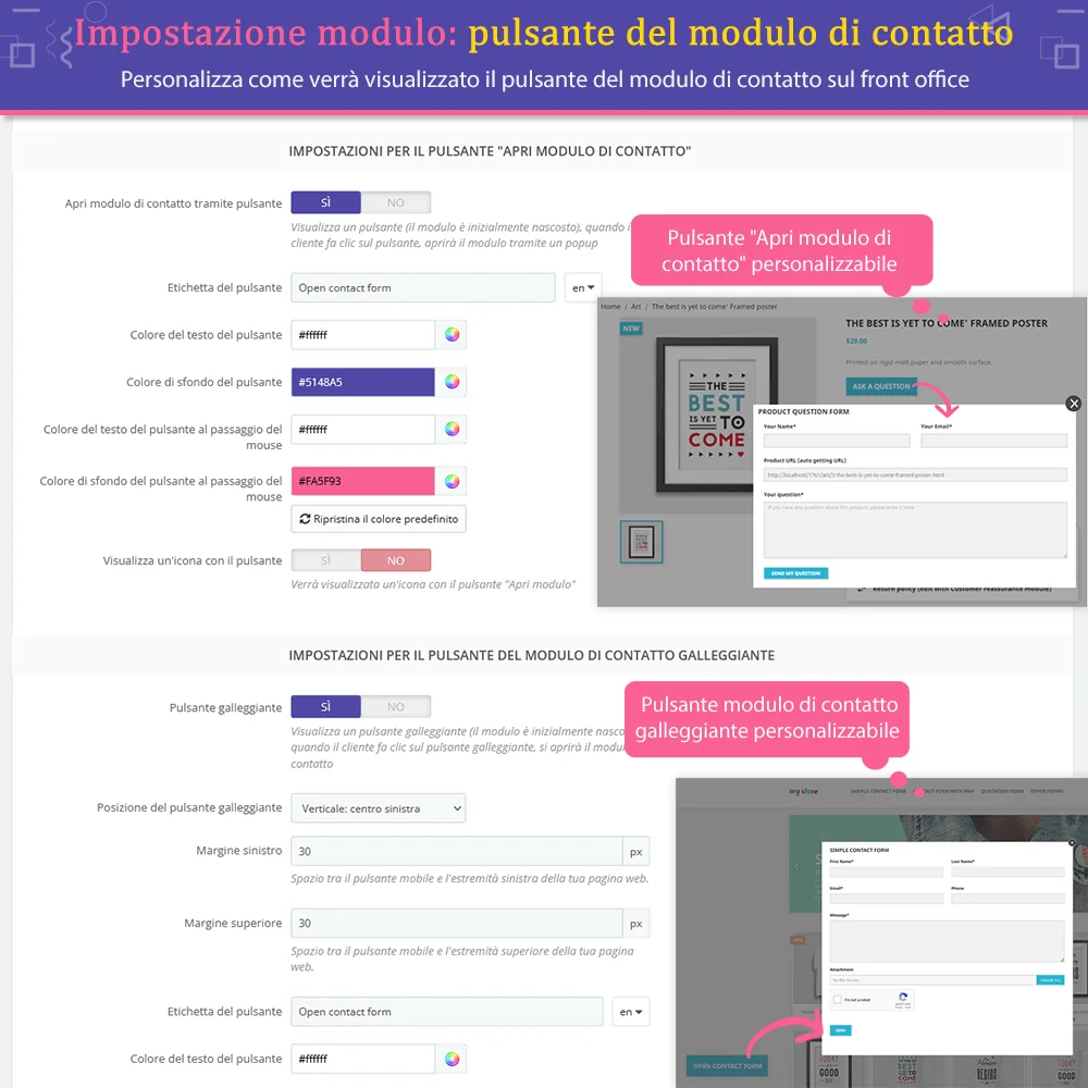 Presentazione del modulo di modulo di contatto PrestaShop