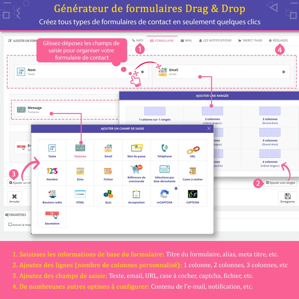 Créateur de formulaires PrestaShop par glisser-déposer