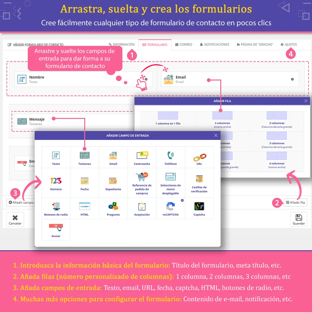 Constructor de formularios de PrestaShop con arrastrar y soltar