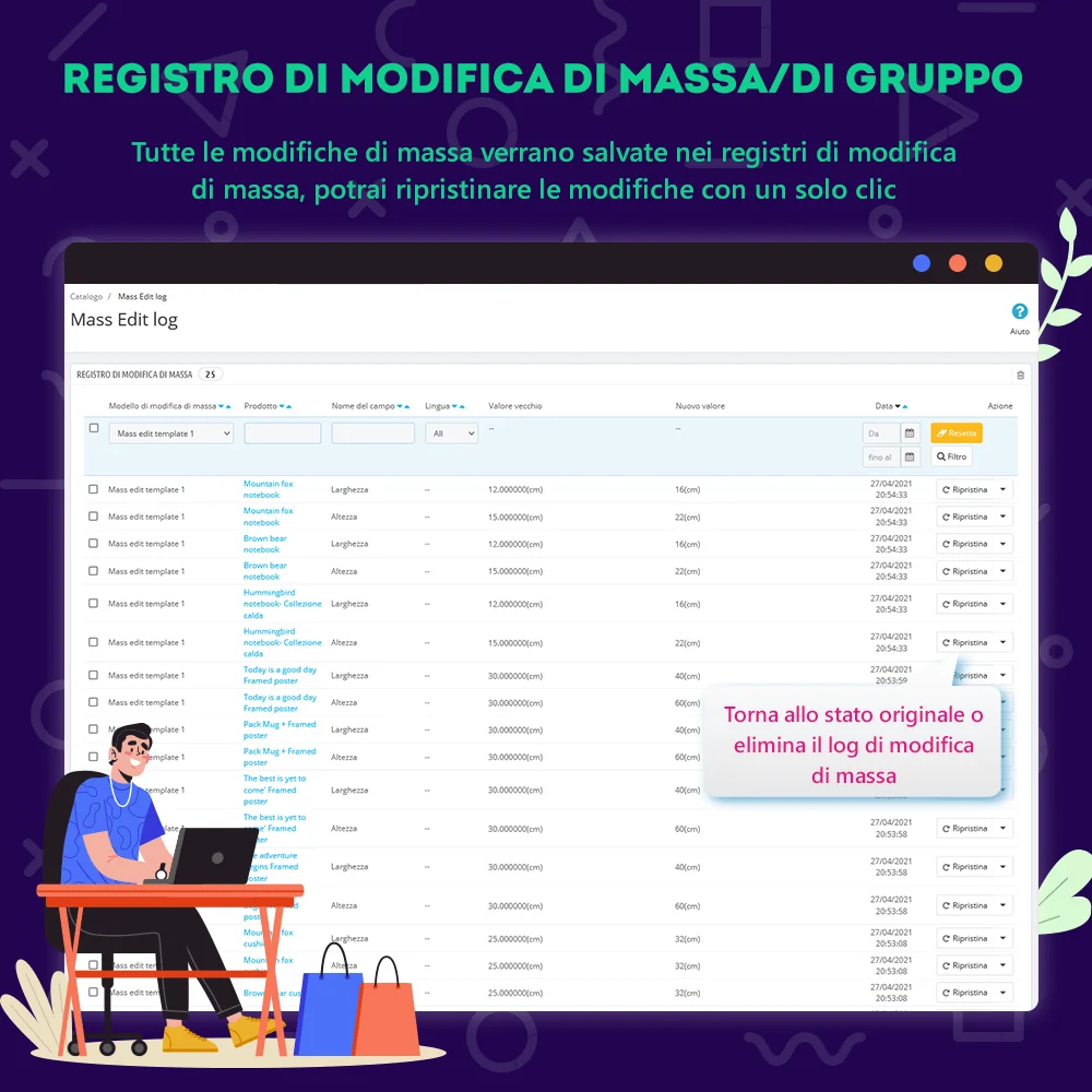 Presentazione del modulo di modifica in massa di PrestaShop