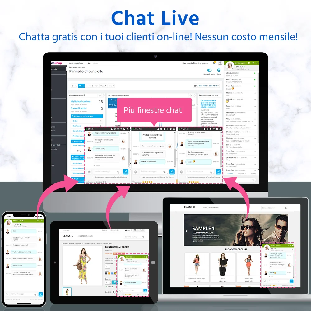 Presenta il modulo di chat in diretta di PrestaShop