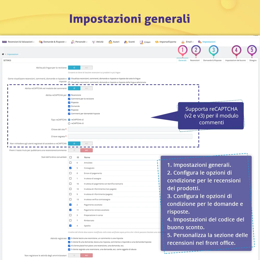 Presenta il modulo di recensioni dei clienti PrestaShop