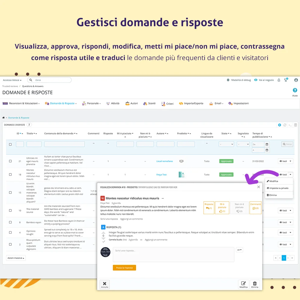 Presenta il modulo di recensioni dei clienti PrestaShop