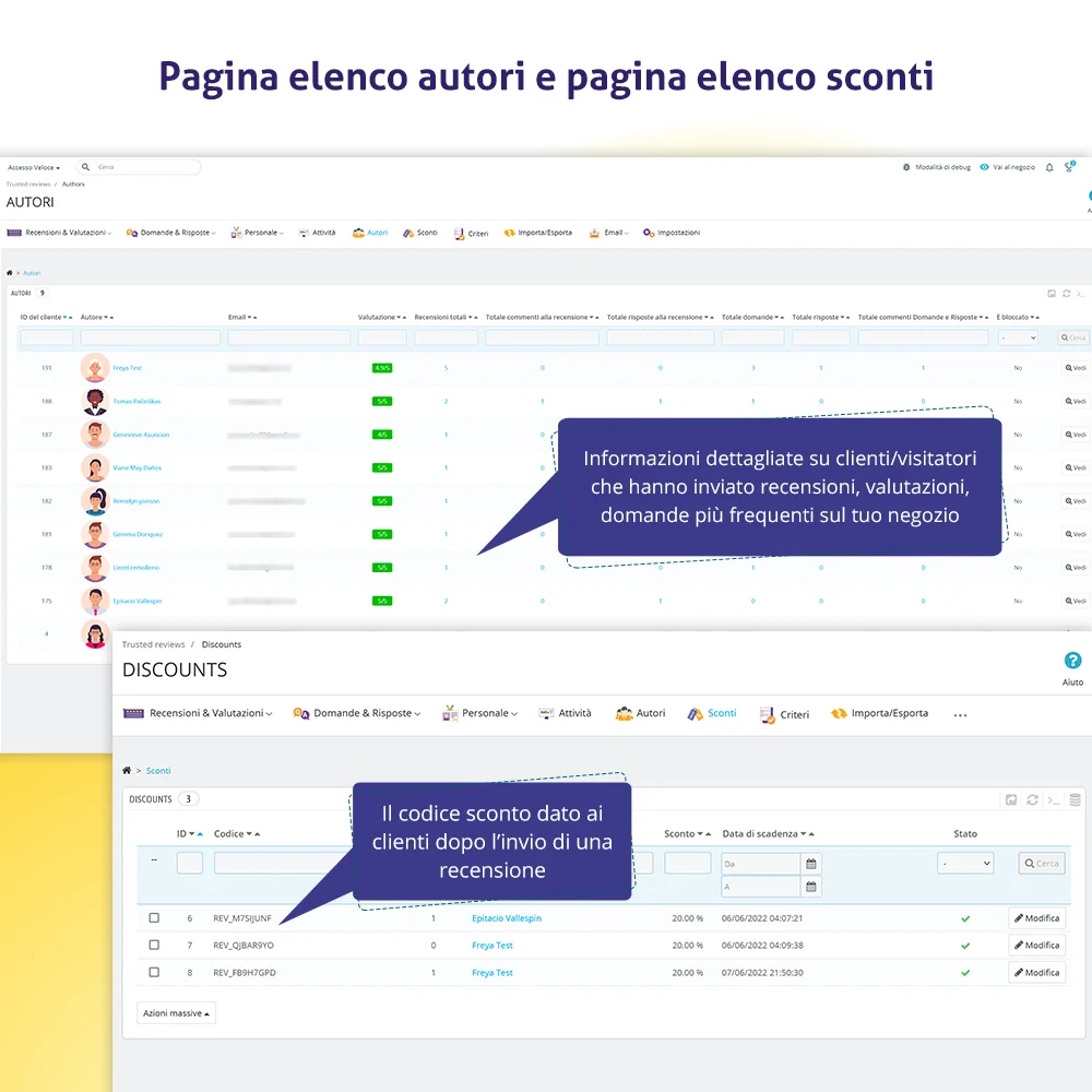 Presenta il modulo di recensioni dei clienti PrestaShop