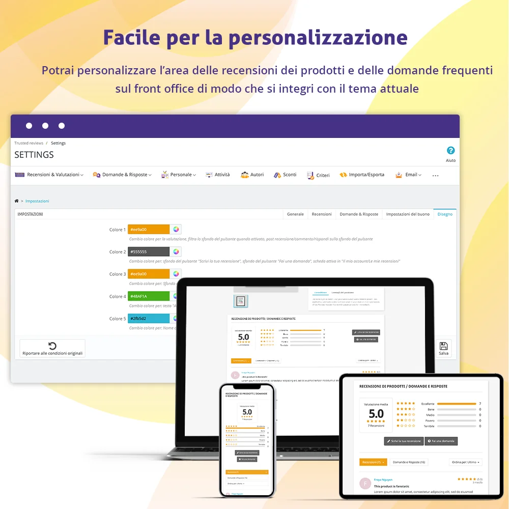 Presenta il modulo di recensioni dei clienti PrestaShop