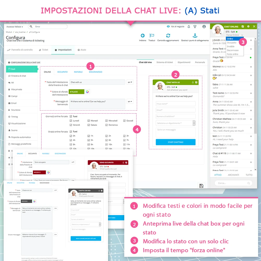 Presenta il modulo di chat in diretta di PrestaShop