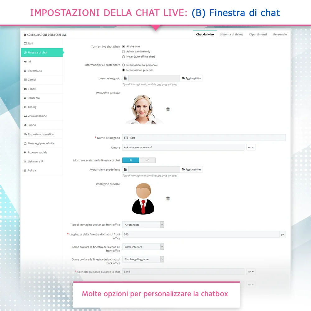 Presenta il modulo di chat in diretta di PrestaShop
