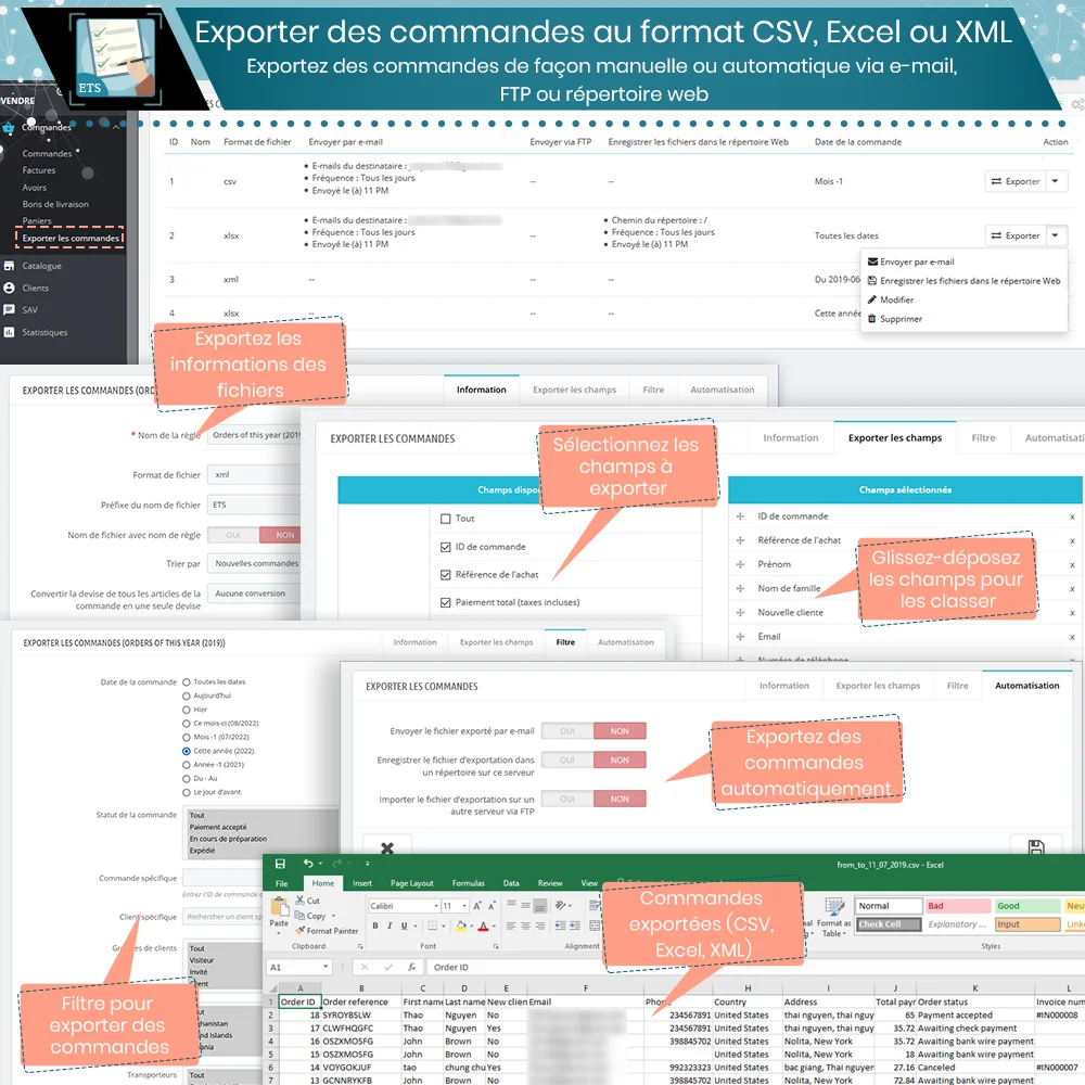 Présentez le module exporter les commandes PrestaShop