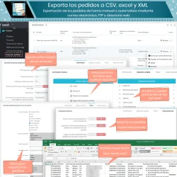 Exportación de pedidos a CVS, Excel y XML