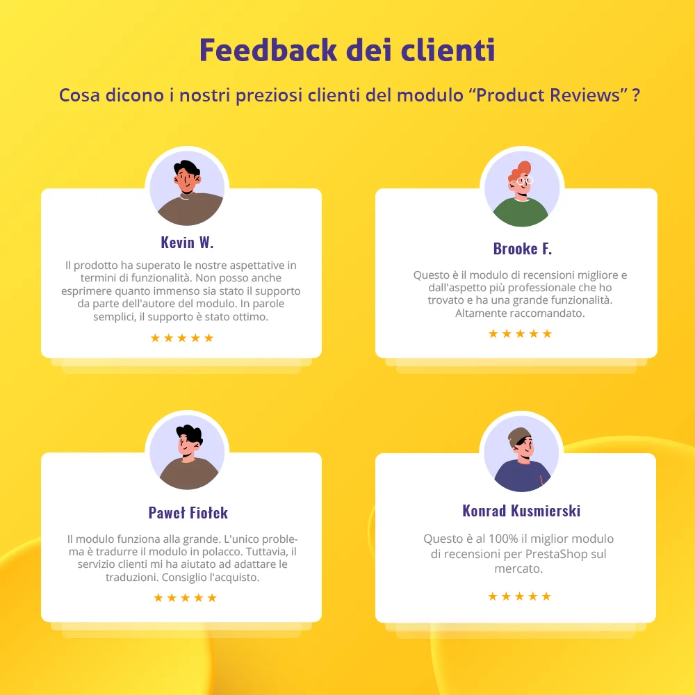 Presenta il modulo di recensioni dei clienti PrestaShop