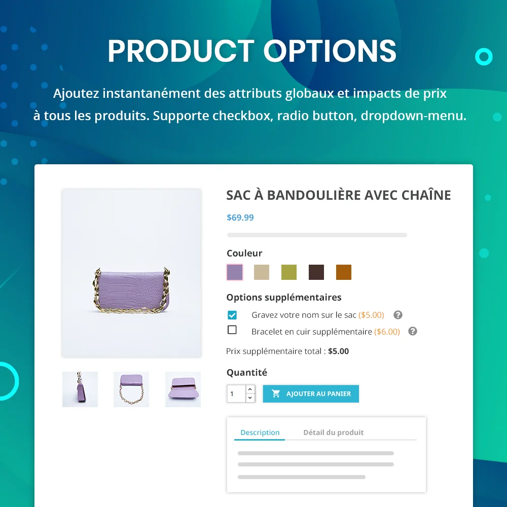 Product Options : Attributs Supplémentaires du Produit