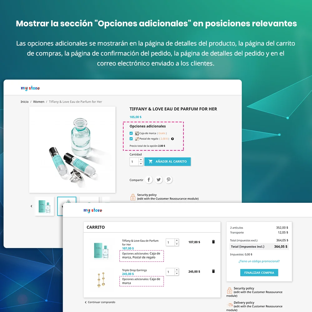 Presentar el módulo de opciones de productos de PrestaShop