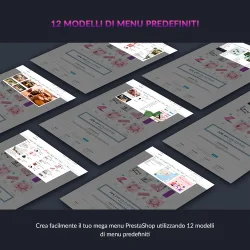 Il modulo menu mega PrestaShop offre 12 modelli di menu predefiniti