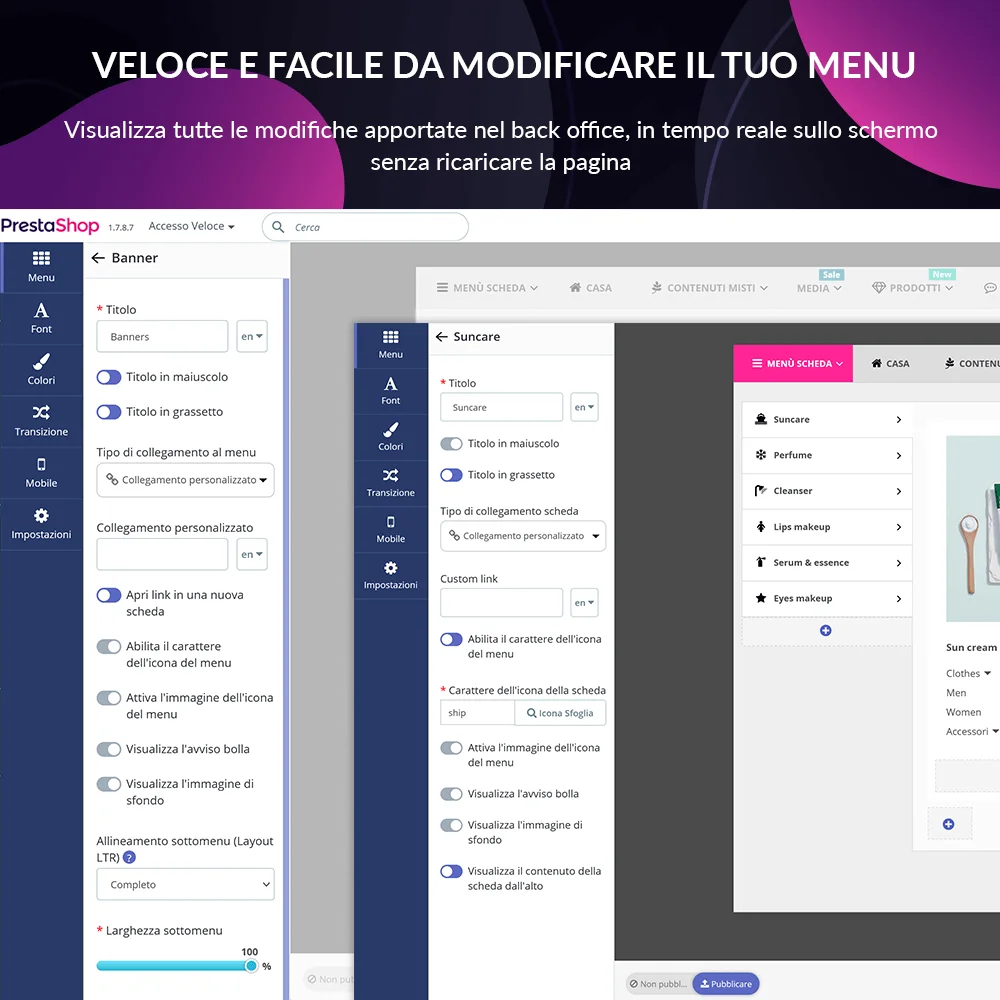 Presentazione del modulo menu mega PrestaShop
