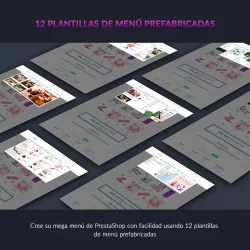 El módulo menú mega PrestaShop proporciona 12 plantillas de menú predefinidas