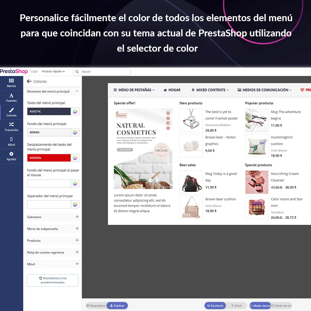 Introducción del módulo menú mega PrestaShop