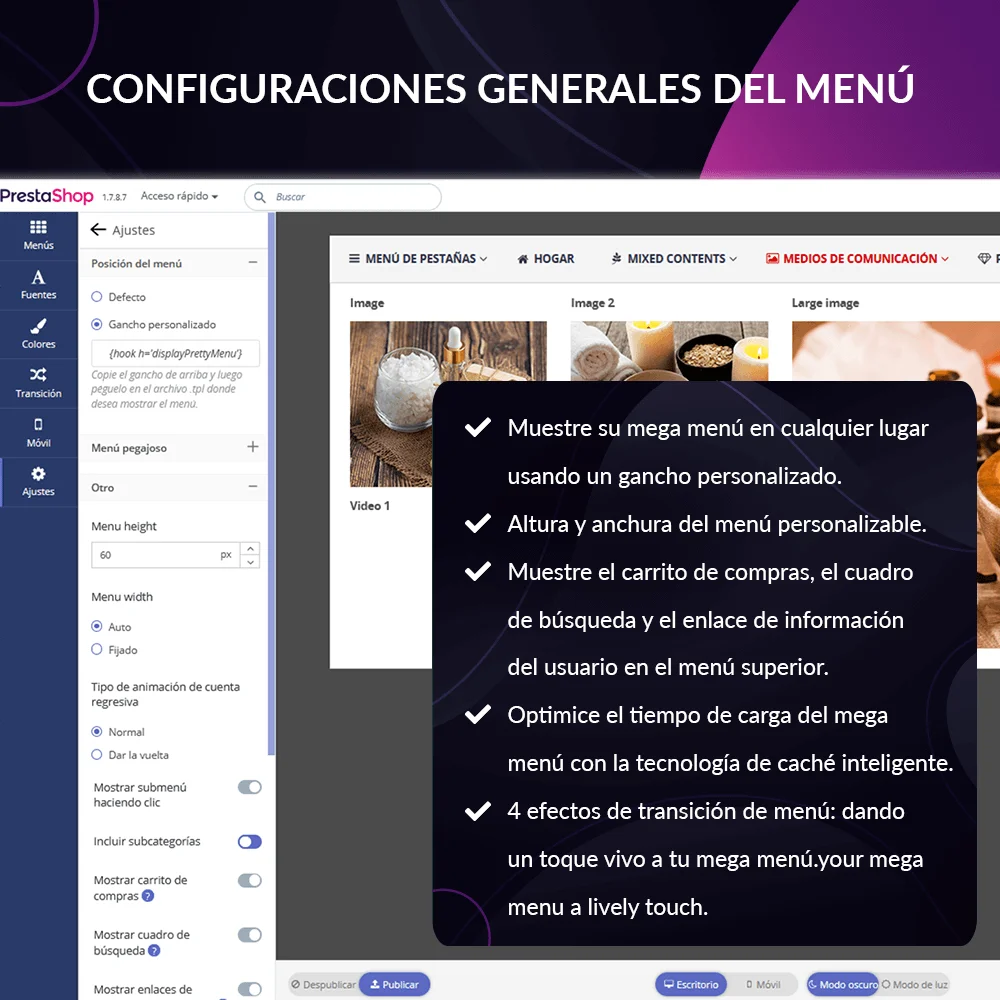 Introducción del módulo menú mega PrestaShop