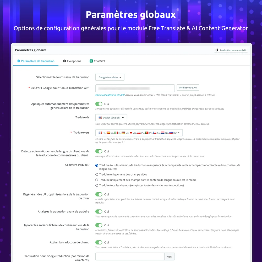 Présentez le module de traduction automatisée de PrestaShop