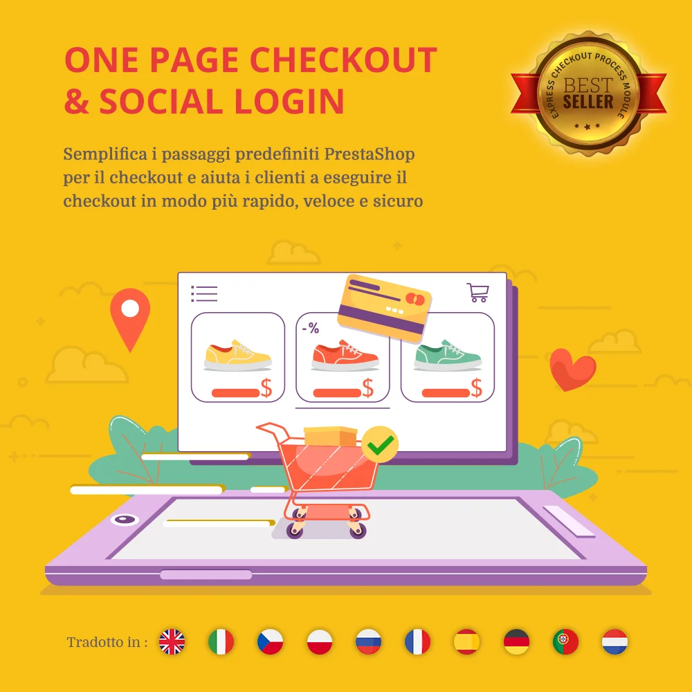 One Page Checkout & Social Login – PayPal, Stripe, COD