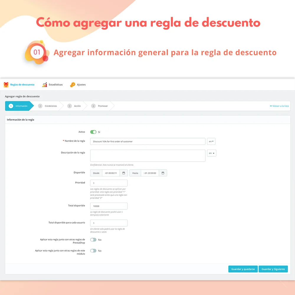 Cómo agregar una regla de descuento: paso 1